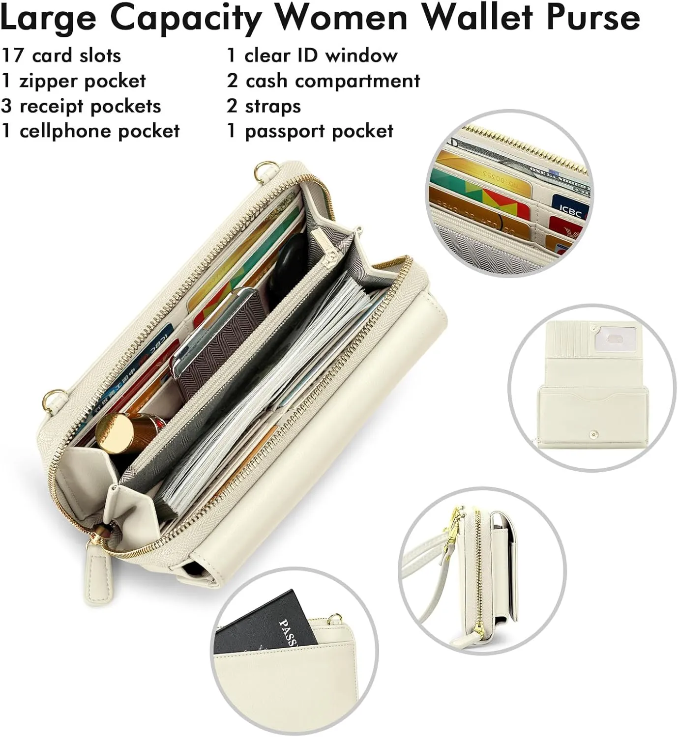 RONSIN Crossbody Bag for Women Wristlet Wallets with RFID Card Small Clutch Purses for Party Prom
