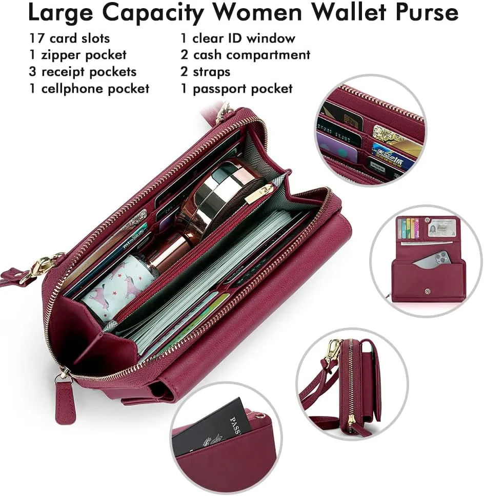 RONSIN Crossbody Bag for Women Wristlet Wallets with RFID Card Small Clutch Purses for Party Prom