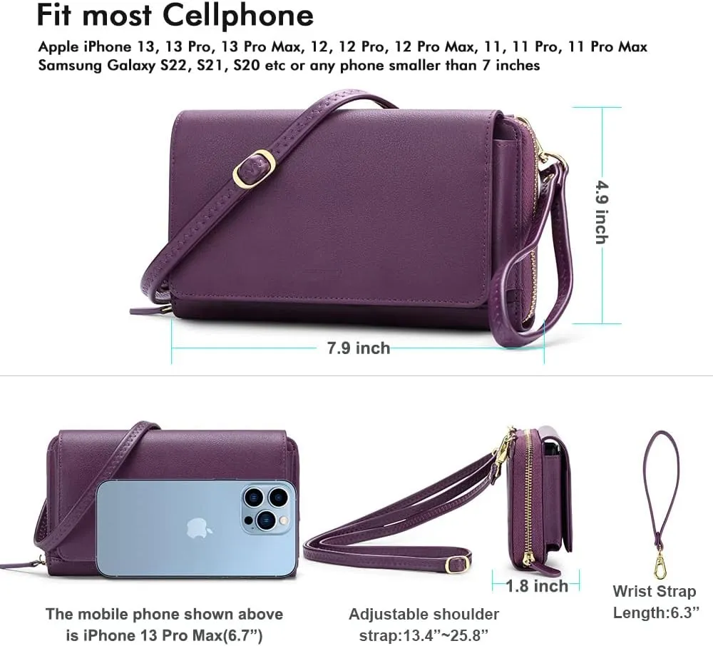 RONSIN Crossbody Bag for Women Wristlet Wallets with RFID Card Small Clutch Purses for Party Prom