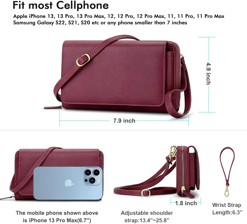 RONSIN Crossbody Bag for Women Wristlet Wallets with RFID Card Small Clutch Purses for Party Prom