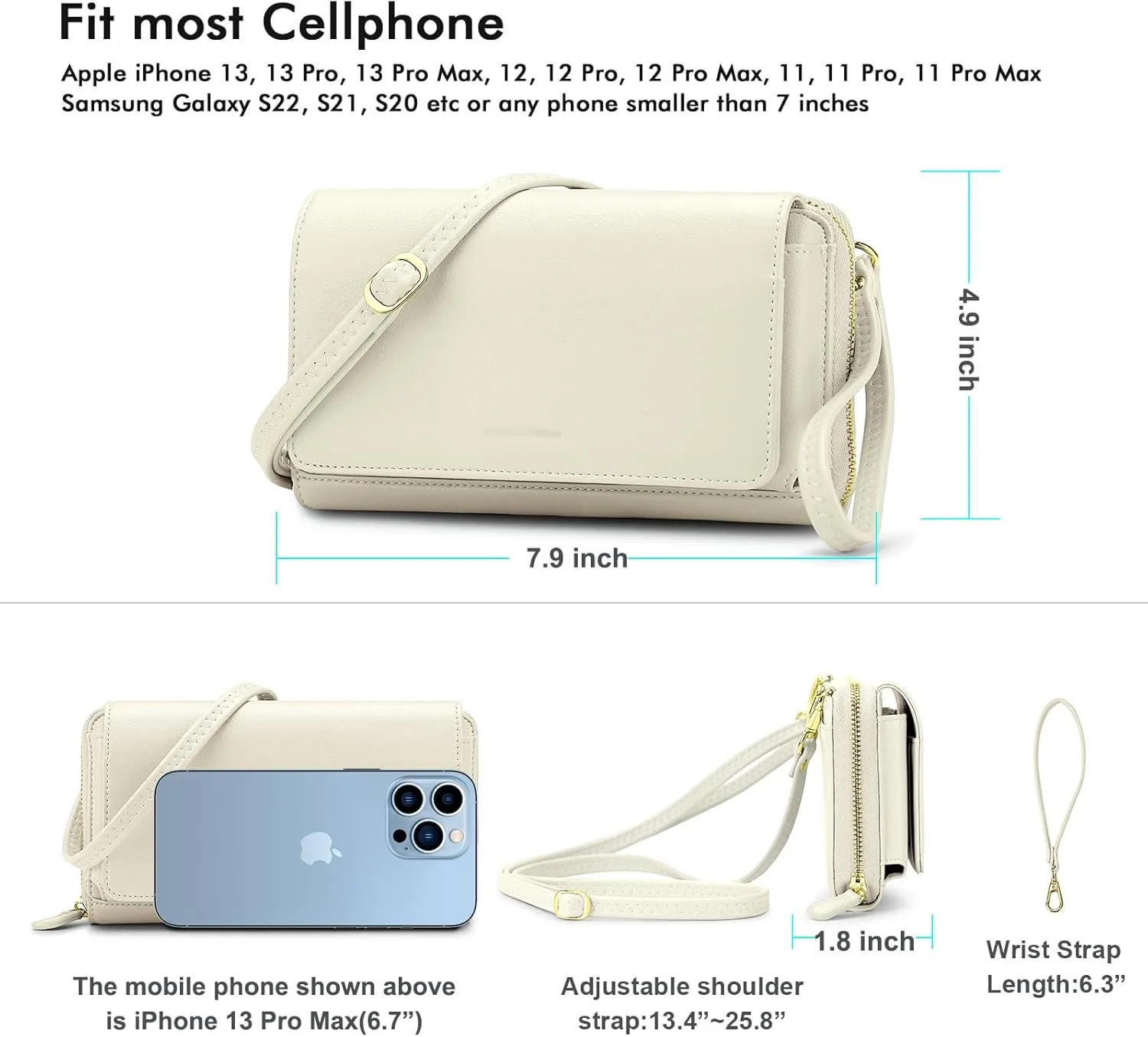 RONSIN Crossbody Bag for Women Wristlet Wallets with RFID Card Small Clutch Purses for Party Prom