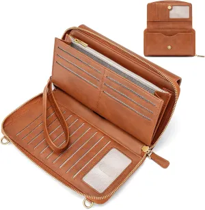 RONSIN Purse Wallet Anti Theft and RFID Blocking Small Leather Wallet Clutch Purses for Women