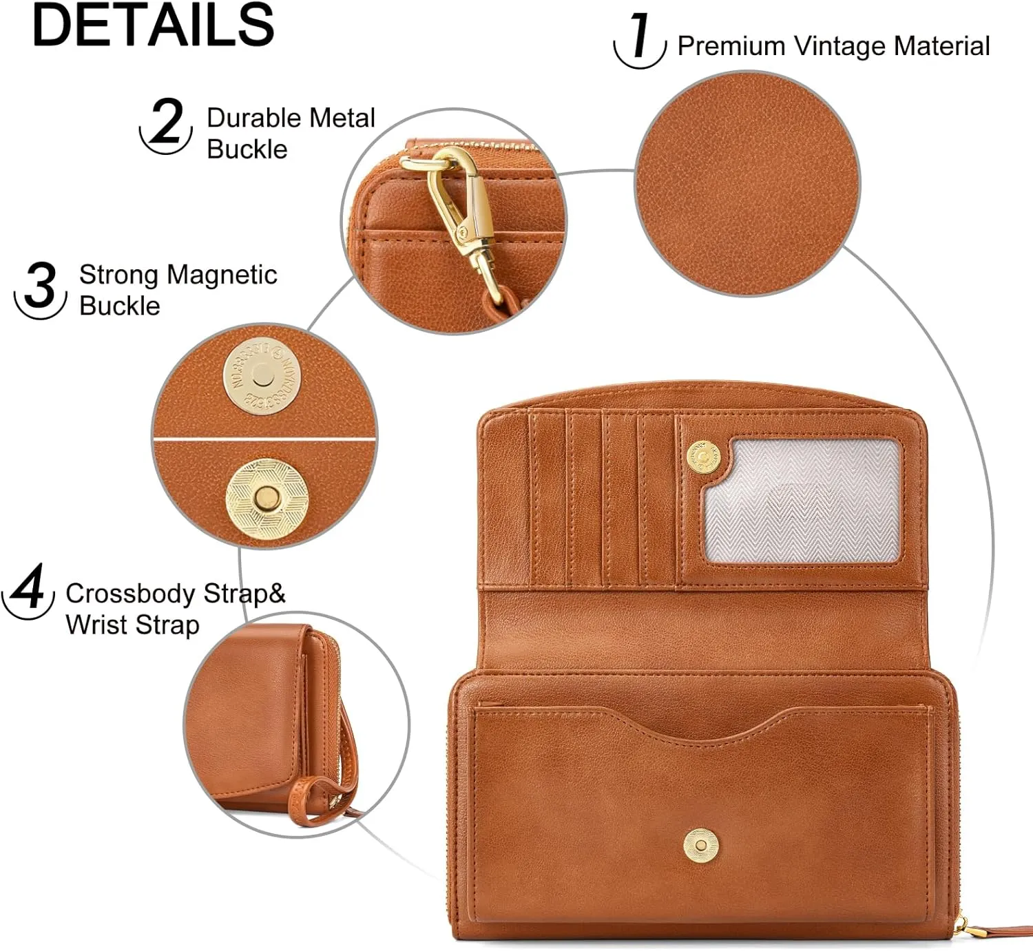 RONSIN Purse Wallet Anti Theft and RFID Blocking Small Leather Wallet Clutch Purses for Women