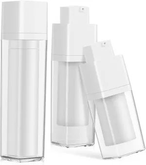 Rotary Vacuum Bottle 3pcs Travel Size Lotion Bottles 15ml 30ml 50ml Pump Dispenser Secure Sealed for Travel