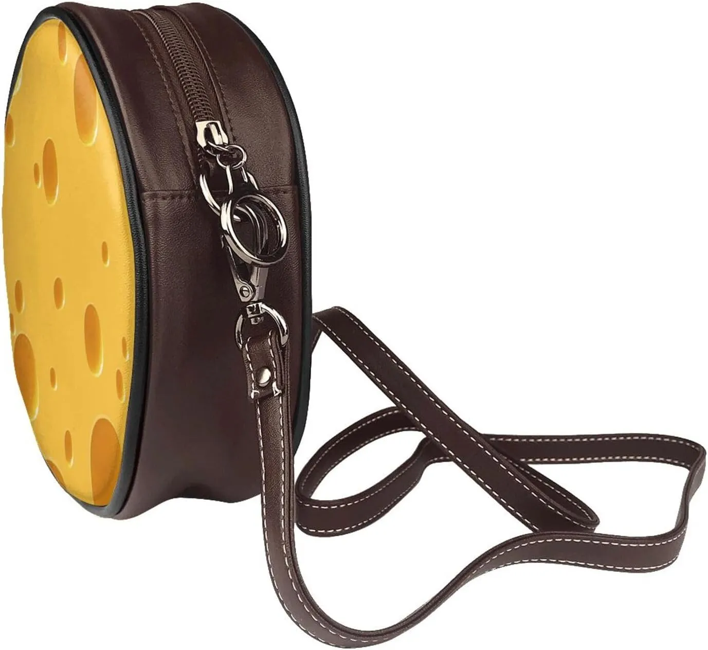 Round Crossbody Bags for Women and Purses, PU Leather Handbag Wristlet Circle Bag