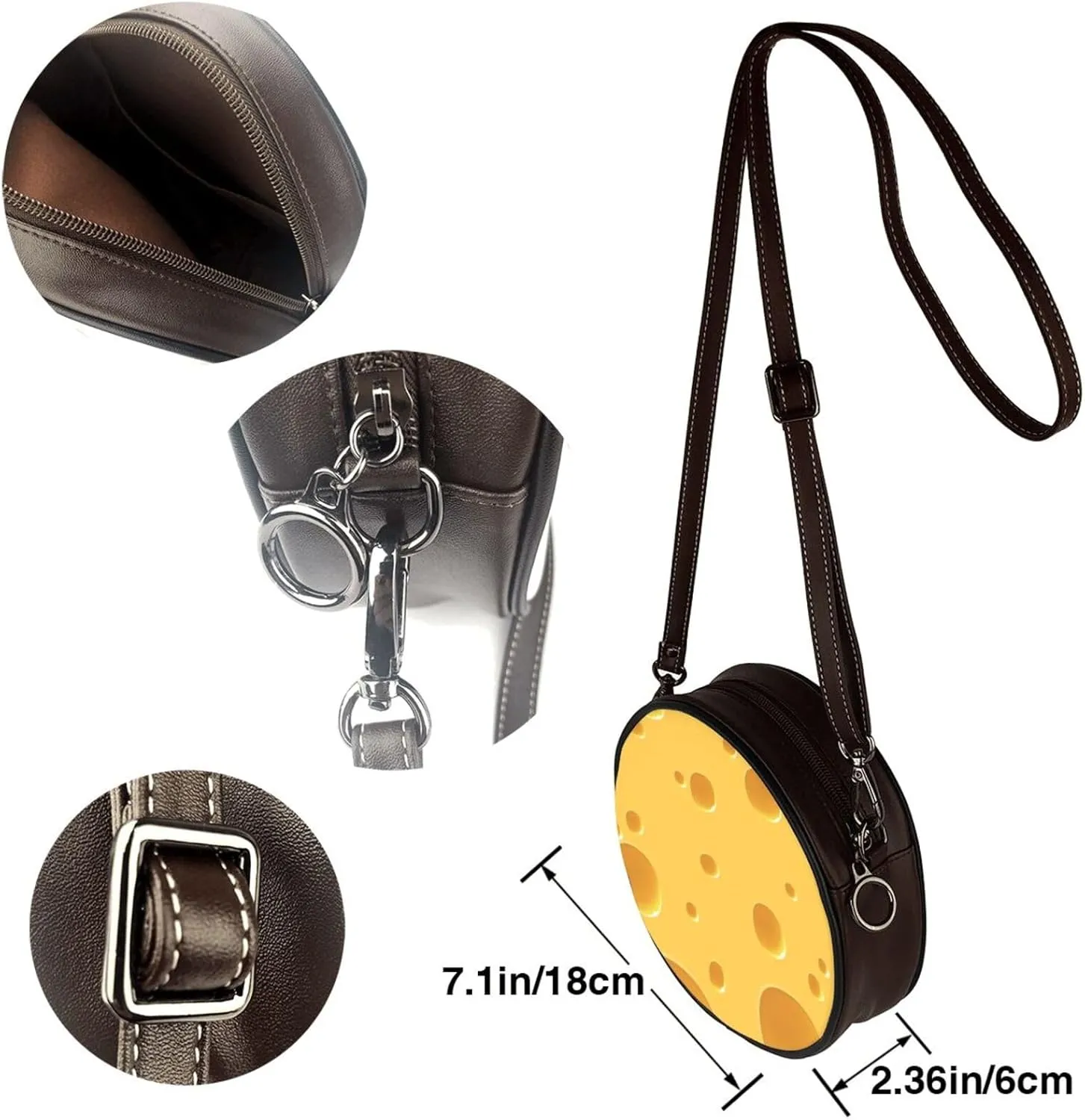 Round Crossbody Bags for Women and Purses, PU Leather Handbag Wristlet Circle Bag