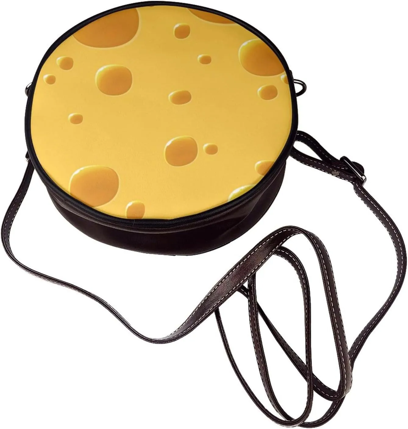 Round Crossbody Bags for Women and Purses, PU Leather Handbag Wristlet Circle Bag
