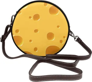 Round Crossbody Bags for Women and Purses, PU Leather Handbag Wristlet Circle Bag