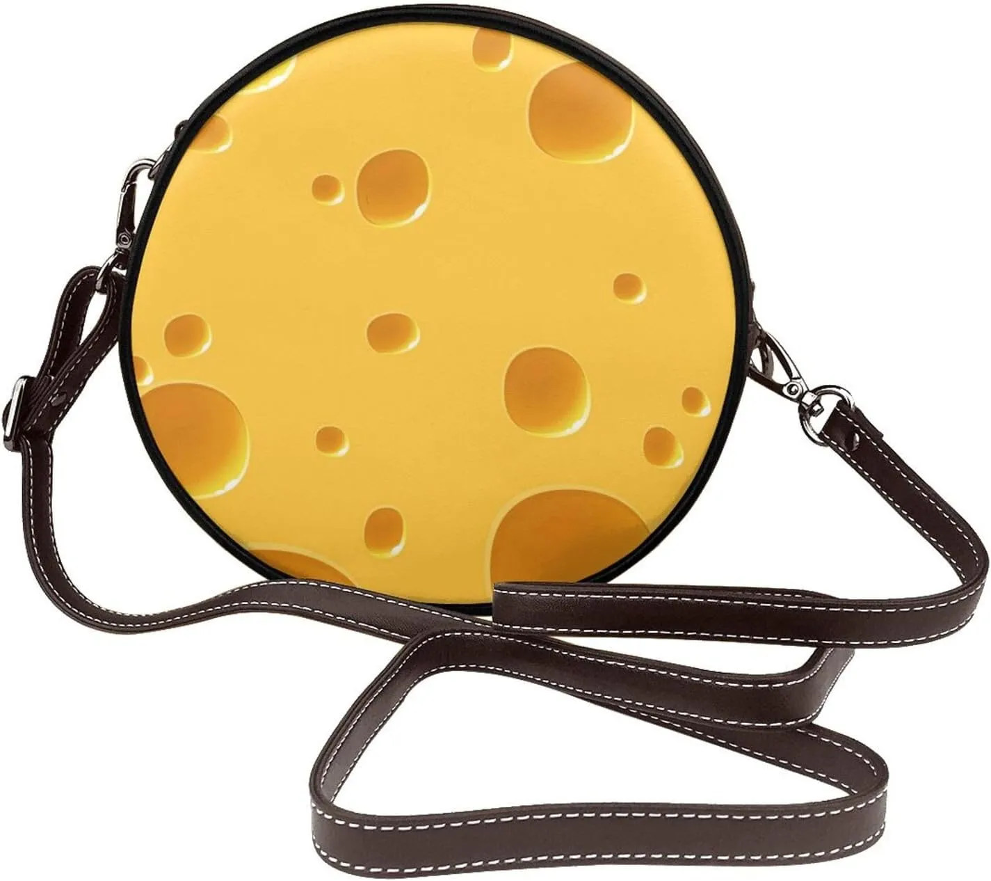 Round Crossbody Bags for Women and Purses, PU Leather Handbag Wristlet Circle Bag
