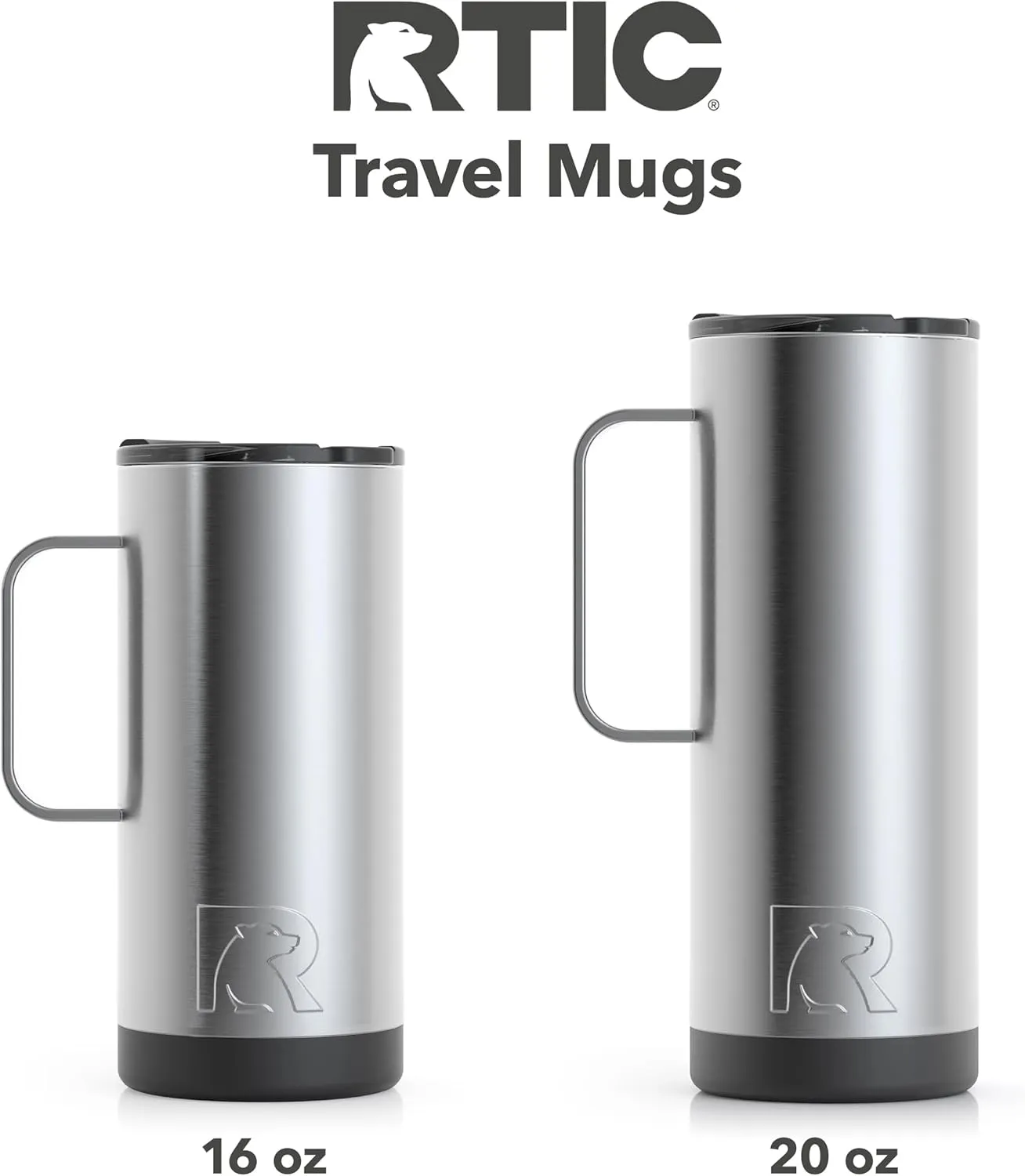 RTIC 16 oz Coffee Travel Mug with Lid and Handle, Stainless Steel Vacuum-Insulated Mugs, Leak, Spill Proof, Hot Beverage and Cold, Portable Thermal Tumbler Cup for Car, Camping
