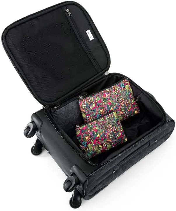 Sakroots On the Go 4 Piece Travel Bundle, Includes 21" Rolling Suitcase, Packable Large Tote, Medium & Small Pouches