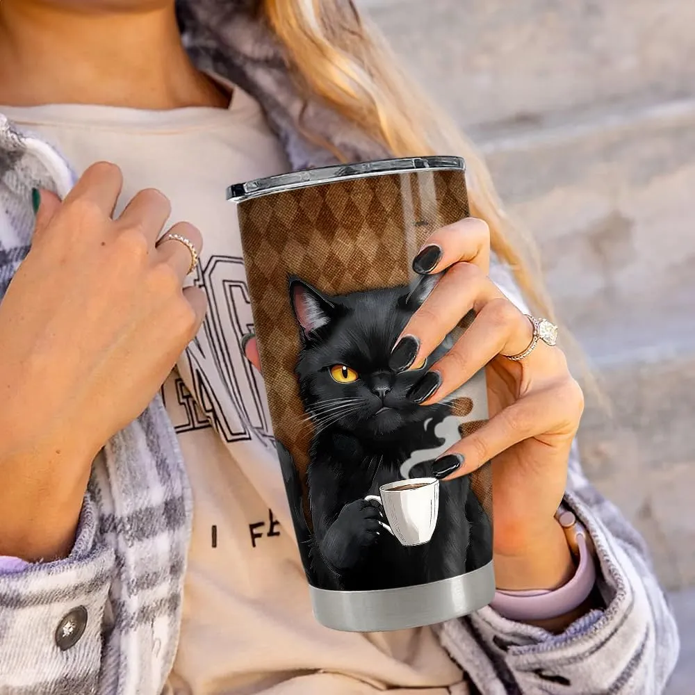 SANDJEST Black Cat Tumbler 20oz Stainless Steel Insulated Coffee Travel Mug Cup for Men Women on Birthday Christmas