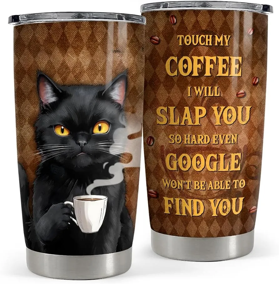 SANDJEST Black Cat Tumbler 20oz Stainless Steel Insulated Coffee Travel Mug Cup for Men Women on Birthday Christmas