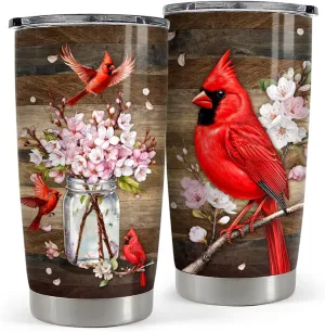 SANDJEST Cardinal Tumbler 20oz Stainless Steel Insulated Travel Mug Cup for Women Girls Gifts for Birthday Christmas