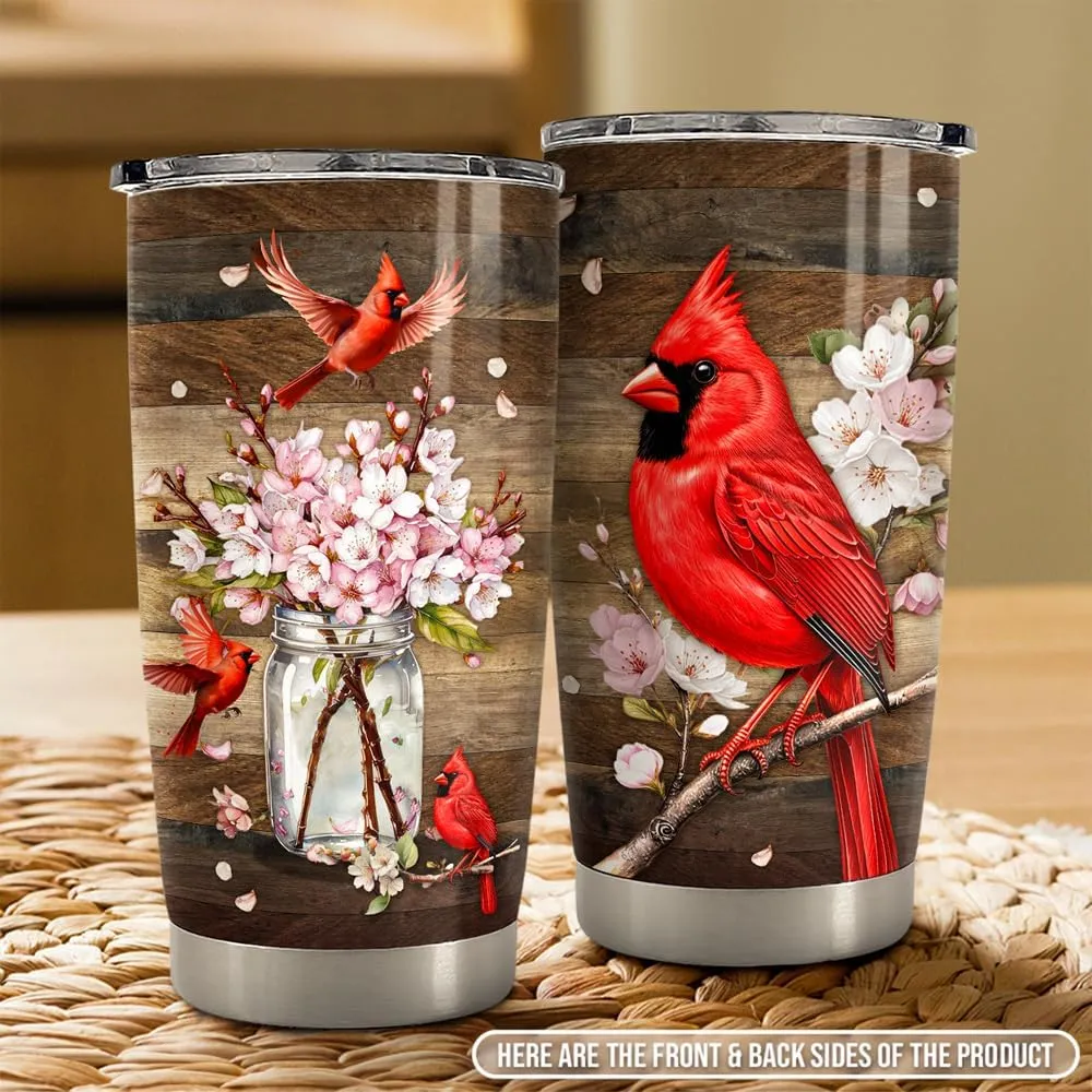 SANDJEST Cardinal Tumbler 20oz Stainless Steel Insulated Travel Mug Cup for Women Girls Gifts for Birthday Christmas