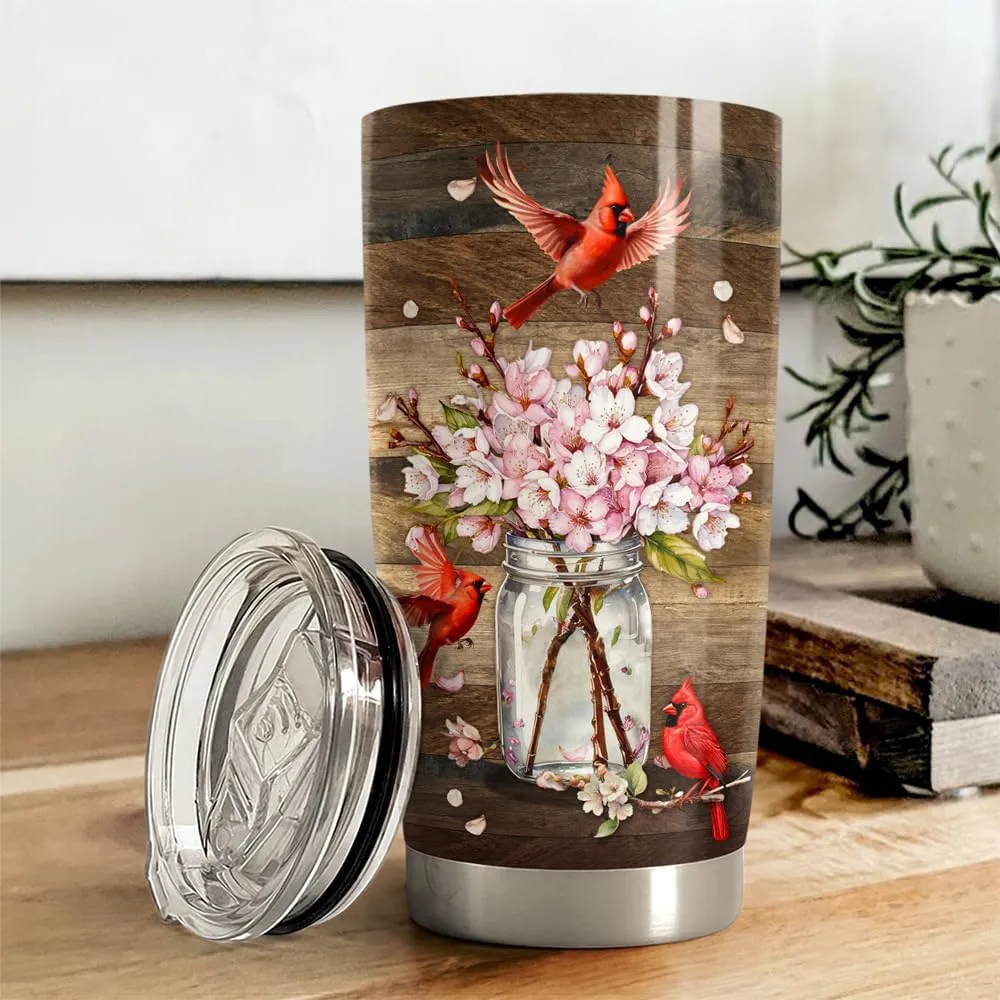 SANDJEST Cardinal Tumbler 20oz Stainless Steel Insulated Travel Mug Cup for Women Girls Gifts for Birthday Christmas