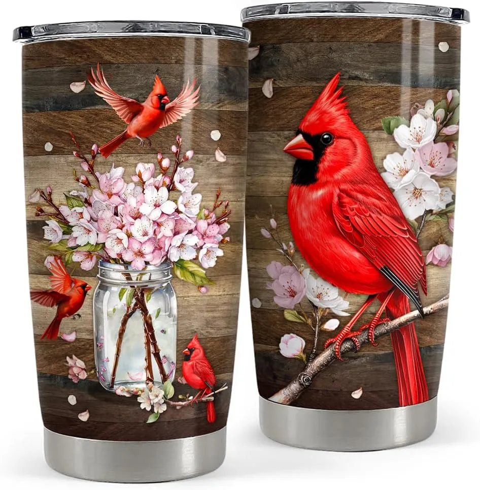SANDJEST Cardinal Tumbler 20oz Stainless Steel Insulated Travel Mug Cup for Women Girls Gifts for Birthday Christmas