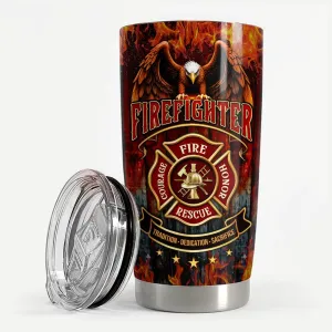 SANDJEST Firefighter Tumbler 20oz Stainless Steel Insulated Coffee Travel Mug Cup Firefighter Gifts for Men Firemen Gift for Birthday Christmas Fathers Day