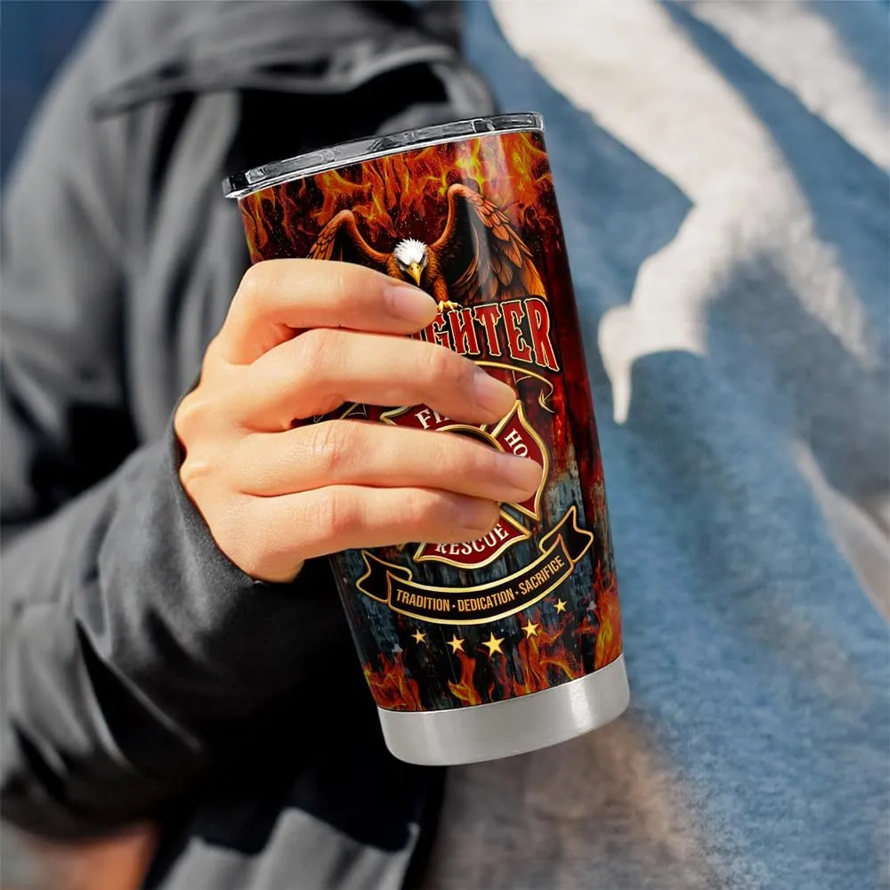 SANDJEST Firefighter Tumbler 20oz Stainless Steel Insulated Coffee Travel Mug Cup Firefighter Gifts for Men Firemen Gift for Birthday Christmas Fathers Day