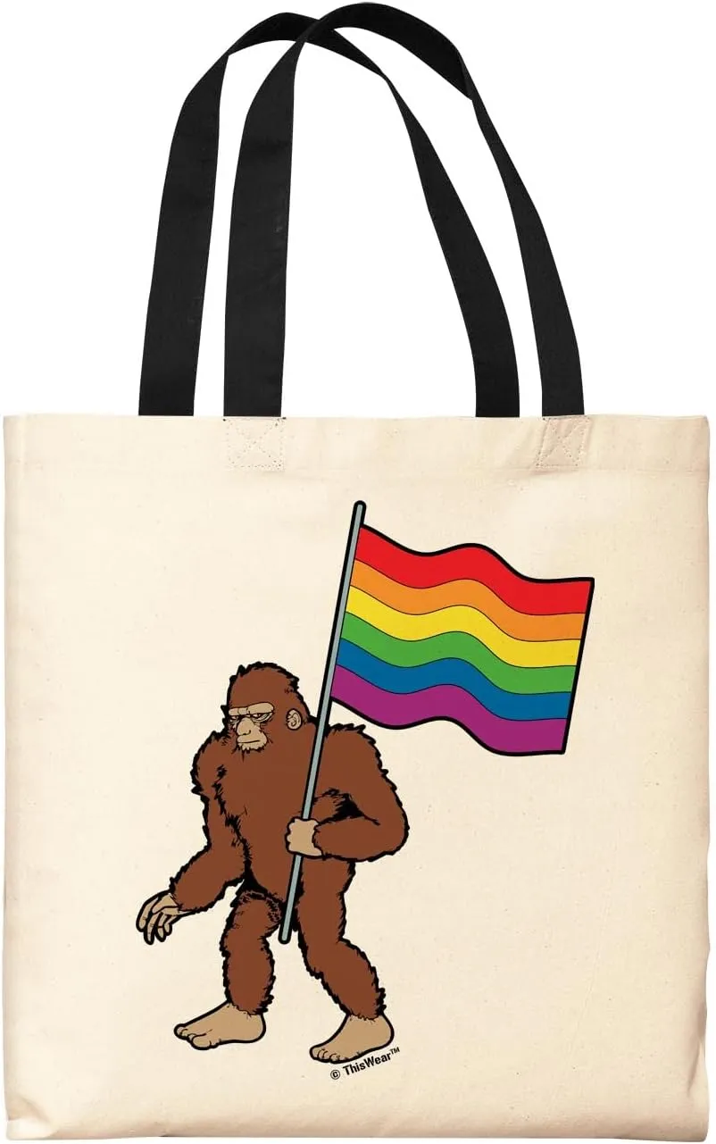 Sasquatch With Pride Flag Canvas Tote Bag
