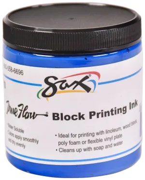 Sax 461918 True Flow Water Soluble Block Printing Ink - 8 Ounce Jar - Blue