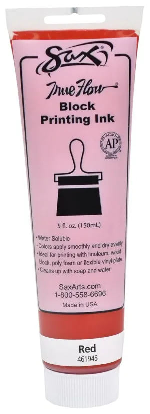 Sax True Flow Water Soluble Block Printing Ink - 5 Ounce Tube - Red - 461945