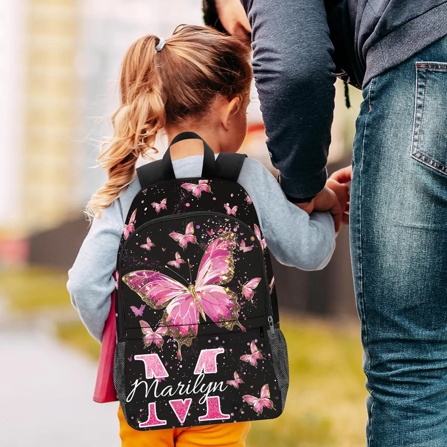 School Backpack Customized Kids Backpack with Lunch Bag Box Custom Name School Bag Back to School Gifts for Daughter Casual Unisex School Bags Personalized Backpack for School Season