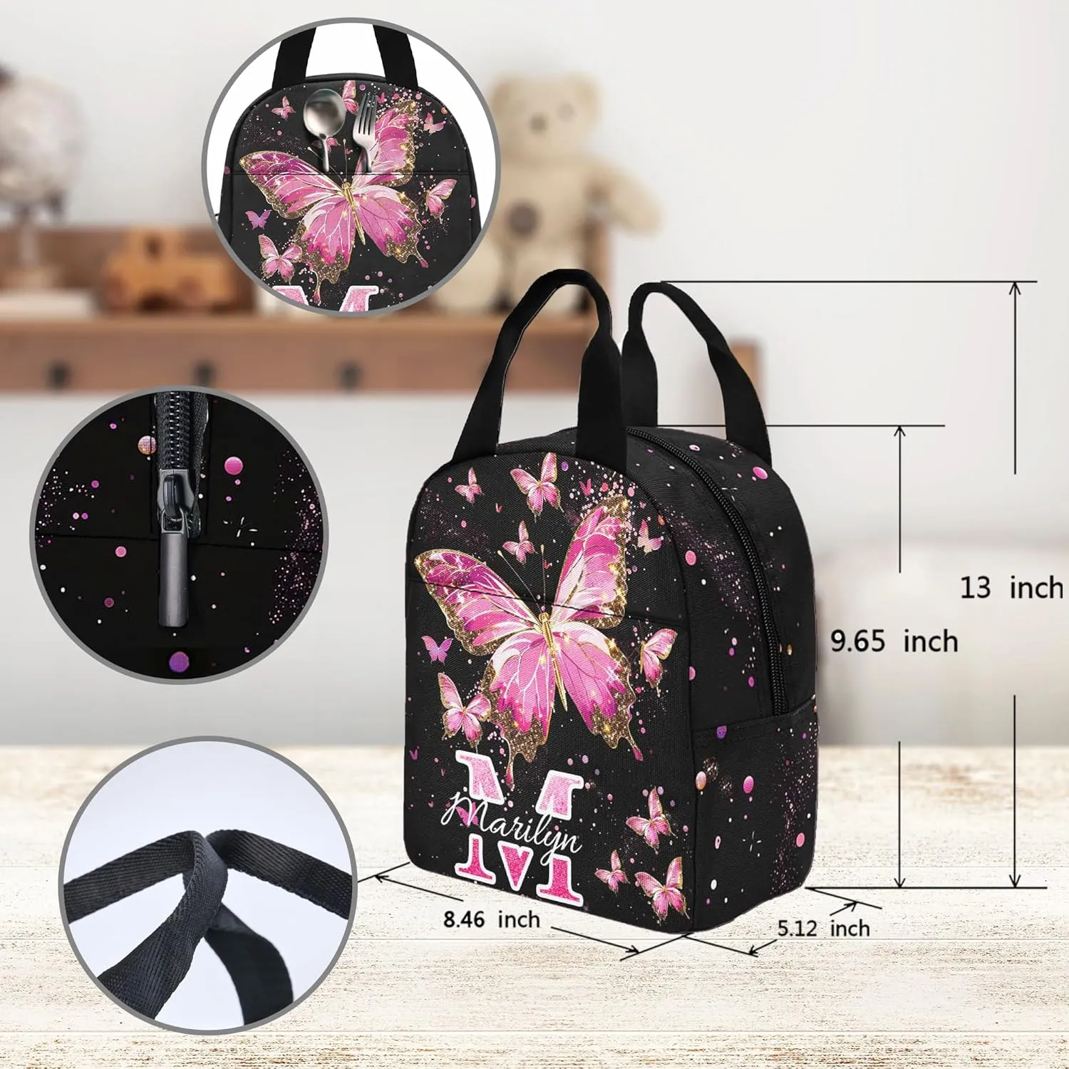 School Backpack Customized Kids Backpack with Lunch Bag Box Custom Name School Bag Back to School Gifts for Daughter Casual Unisex School Bags Personalized Backpack for School Season