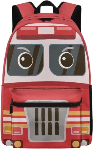 School Backpack for Boys, Cartoon Fire Truck Middle School Bookbags Elementary High School, Laptop Backpack For Teen Bookbag Travel Daypack
