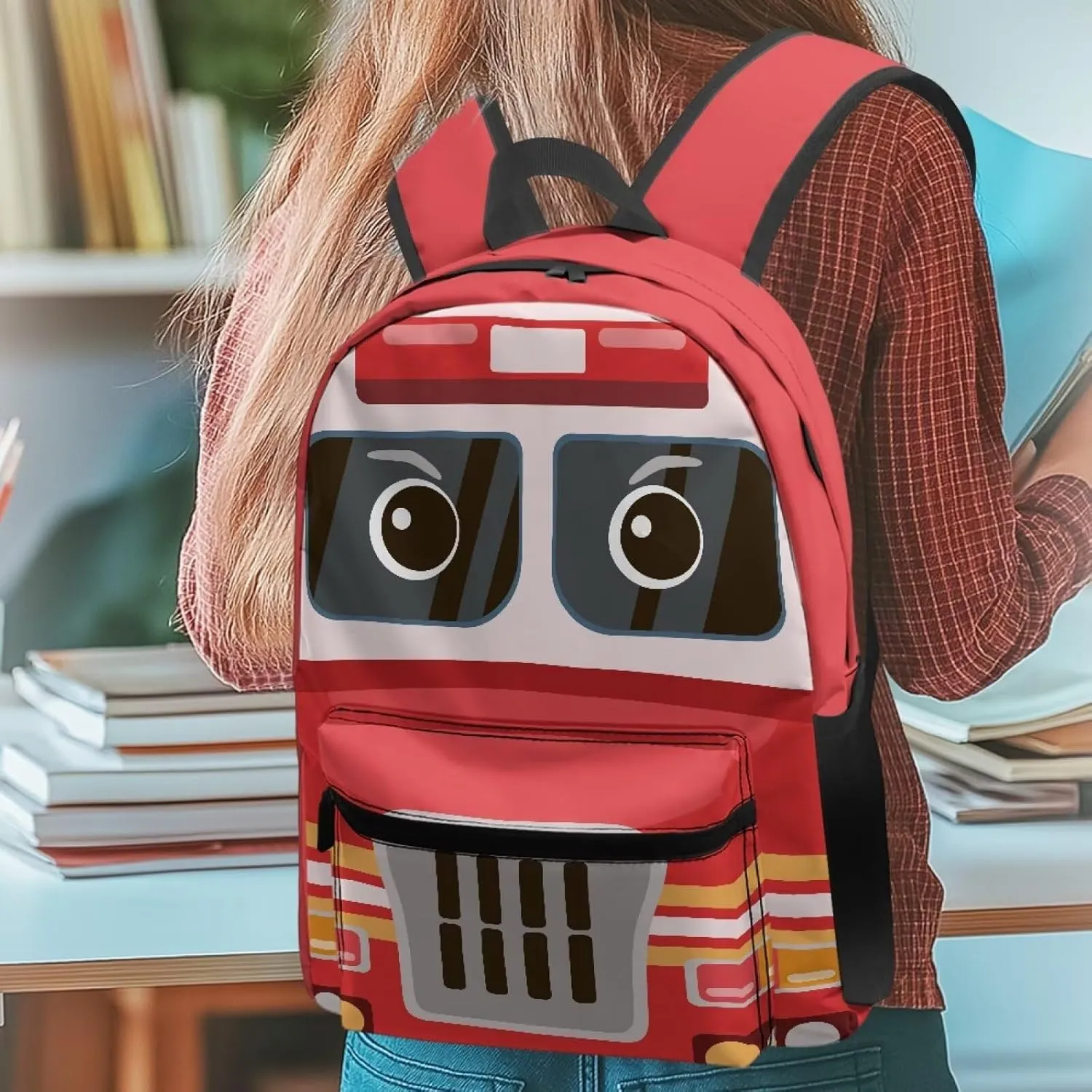 School Backpack for Boys, Cartoon Fire Truck Middle School Bookbags Elementary High School, Laptop Backpack For Teen Bookbag Travel Daypack