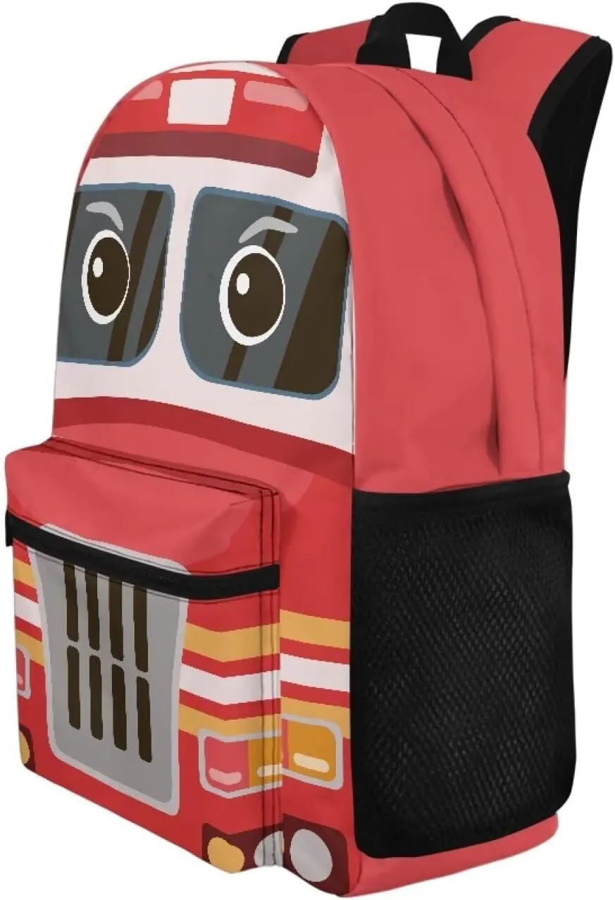 School Backpack for Boys, Cartoon Fire Truck Middle School Bookbags Elementary High School, Laptop Backpack For Teen Bookbag Travel Daypack