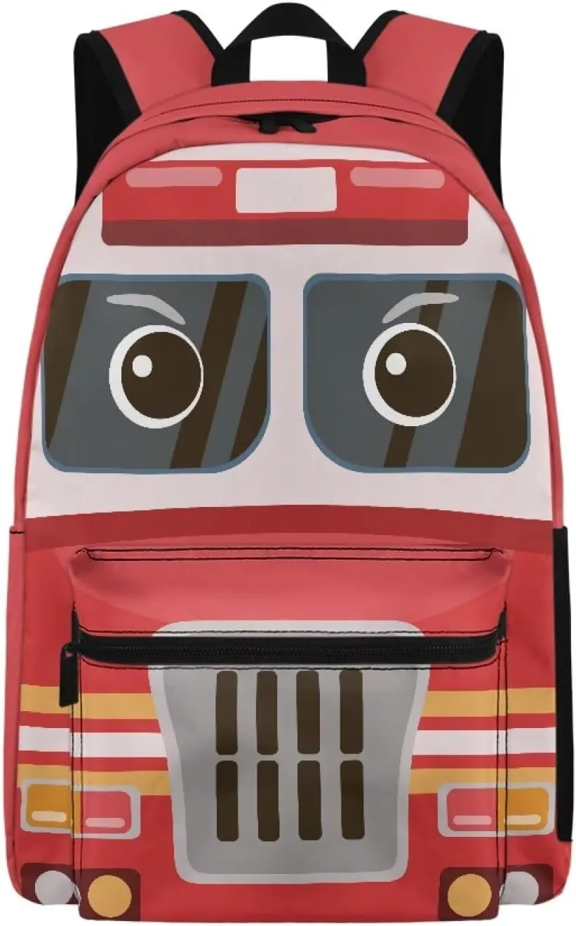 School Backpack for Boys, Cartoon Fire Truck Middle School Bookbags Elementary High School, Laptop Backpack For Teen Bookbag Travel Daypack