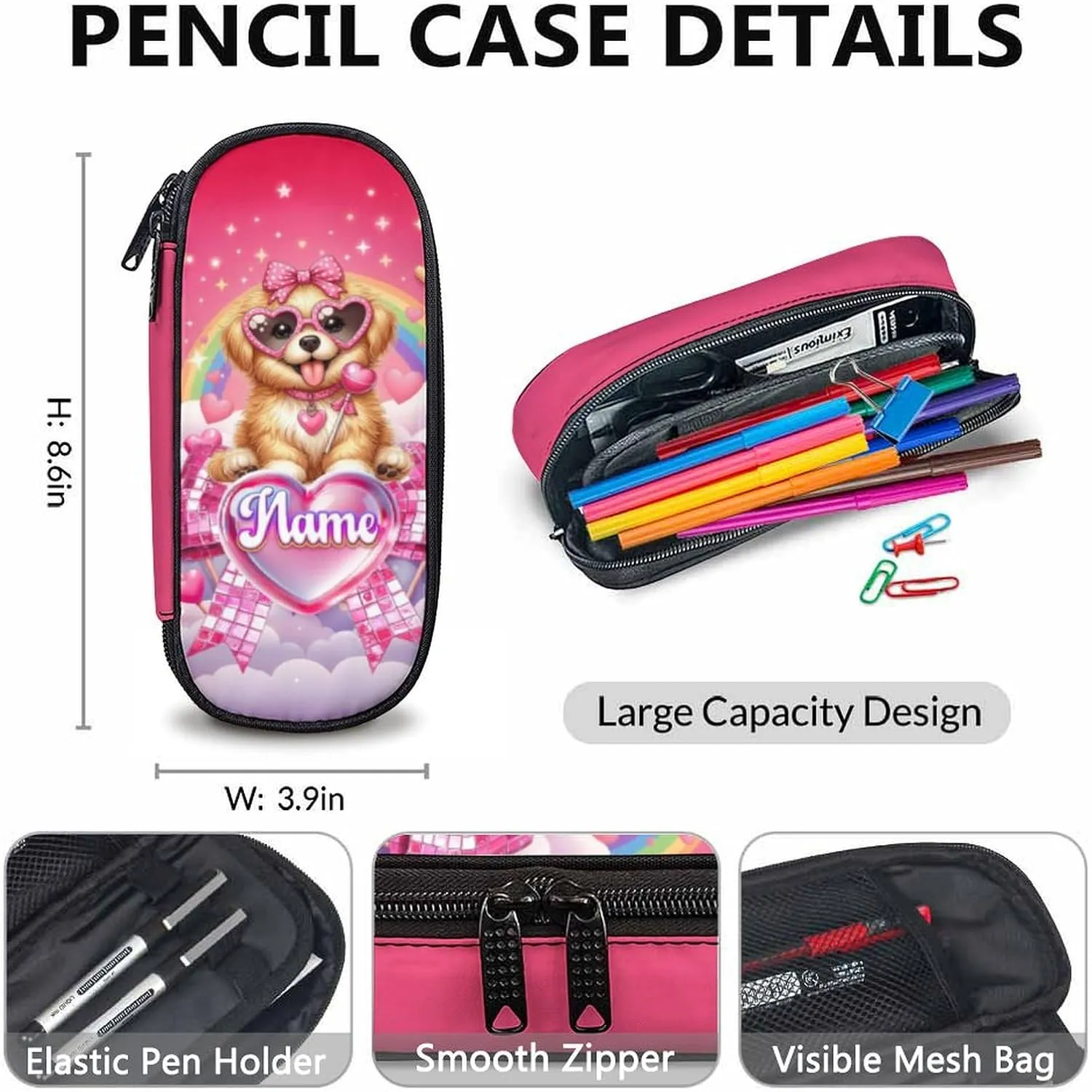 School Backpack for Girls, Dog Backpacks with Lunch Box Matching Combo for Elementary Preschool Middle School, Cute Large Capacity Bookbag and Pencil Case Bundle for Kids Students