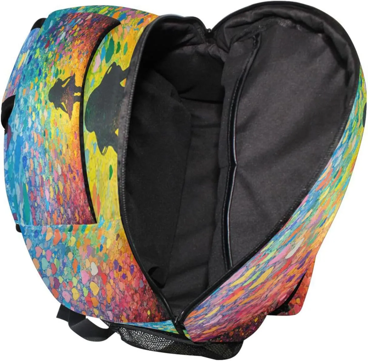 School Backpack for Men Women Fashion Diaper Bag Backpack with Chest Strap for College Work Colorful Hearts Rainbow