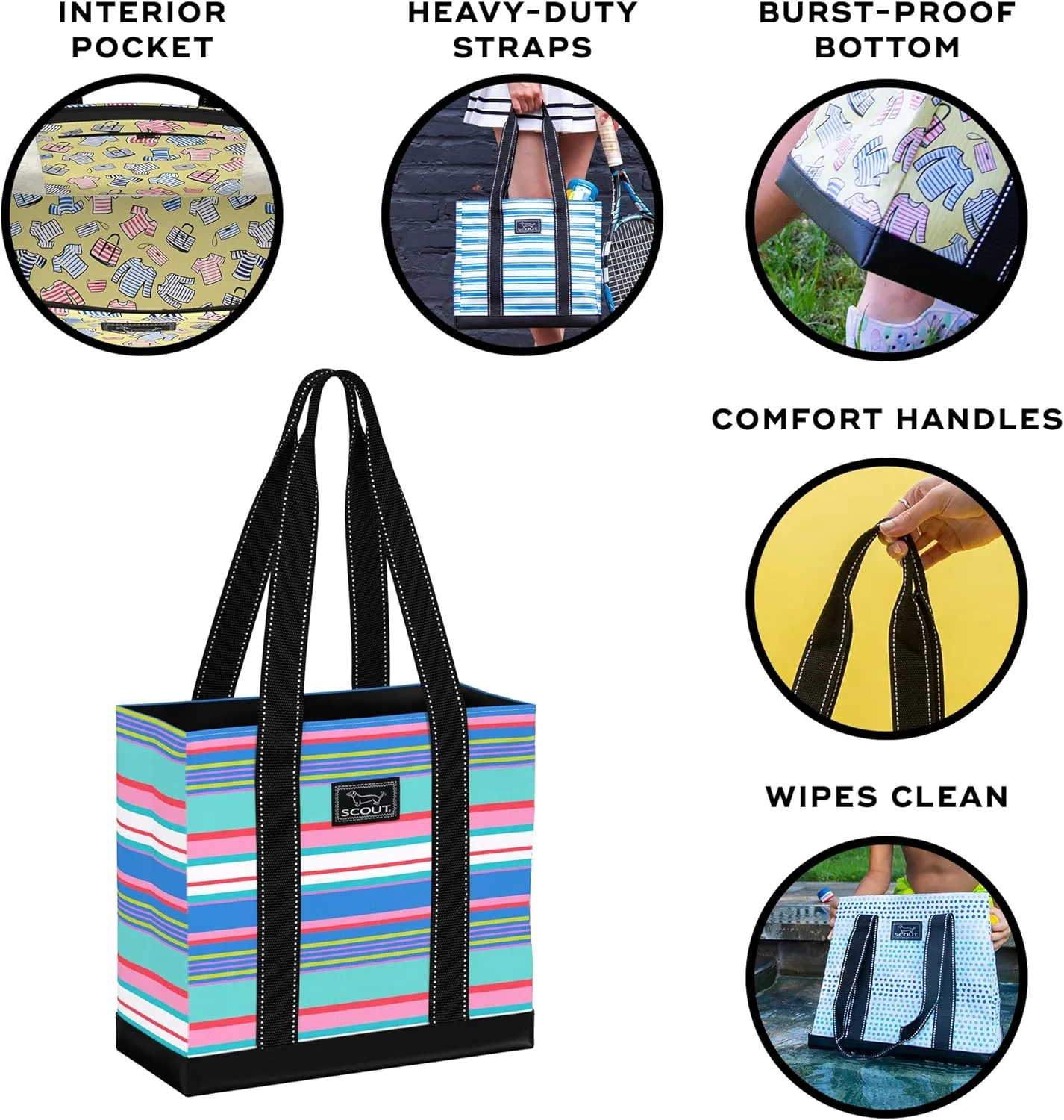 SCOUT Mini Deano - Small, Lightweight, Open Top Utility Tote For Women with Inside Zipper Pocket - Work, Travel, Beach