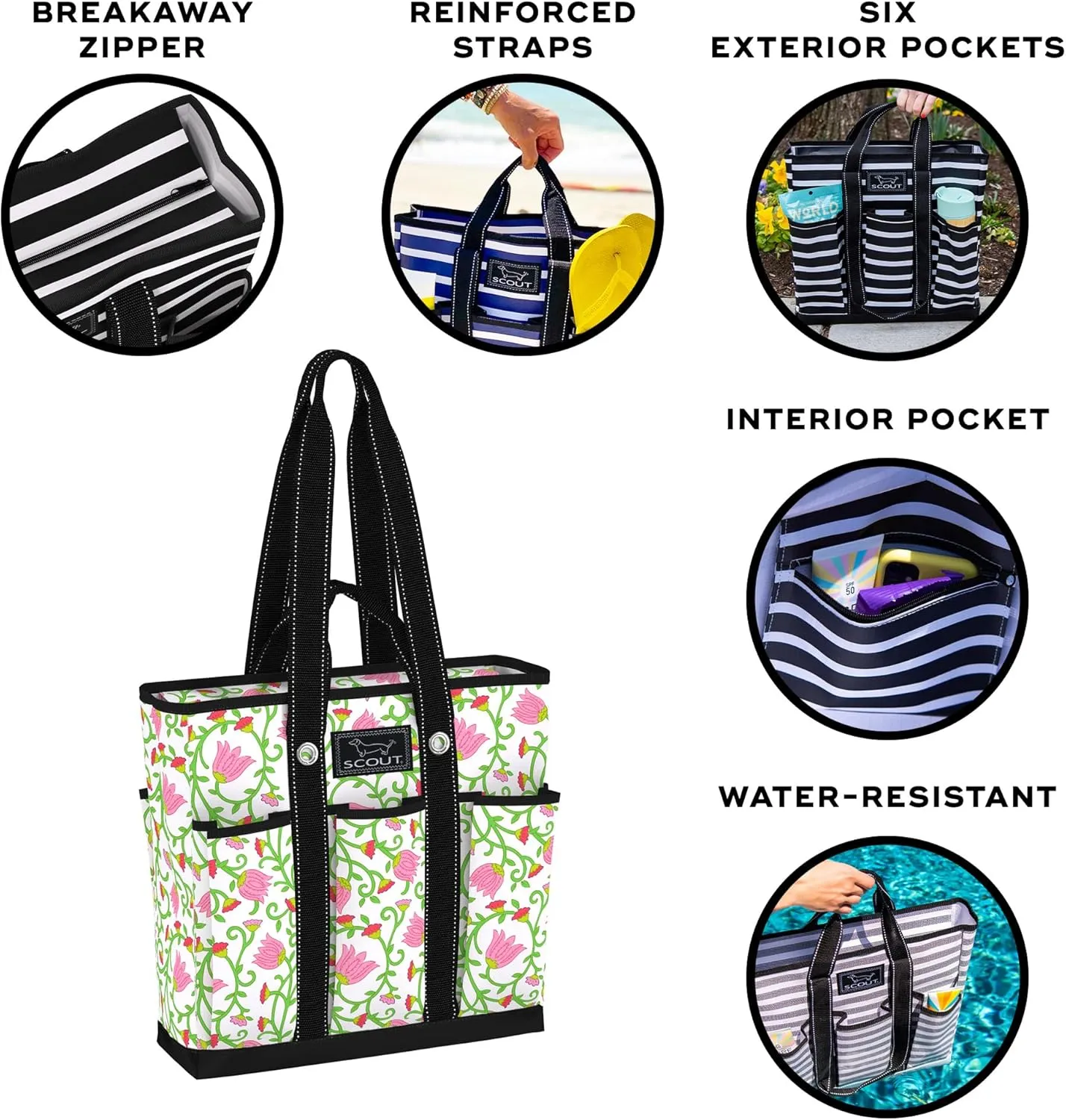 SCOUT Pocket Rocket - Work Tote For Women - 6 Exterior Pockets - Large Travel, Nurse, Teacher, Mom Bag