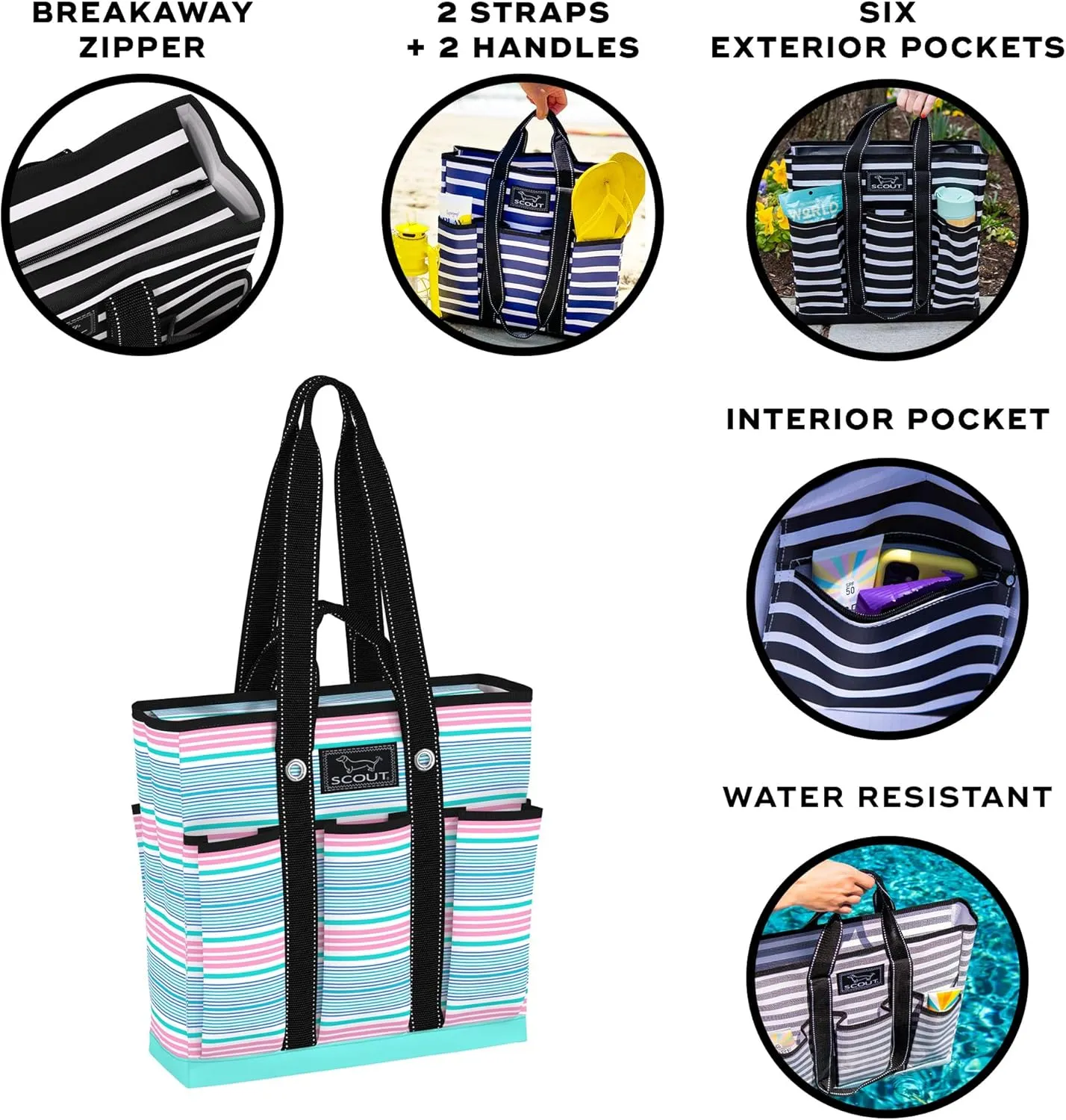 SCOUT Pocket Rocket - Work Tote For Women - 6 Exterior Pockets - Large Travel, Nurse, Teacher, Mom Bag