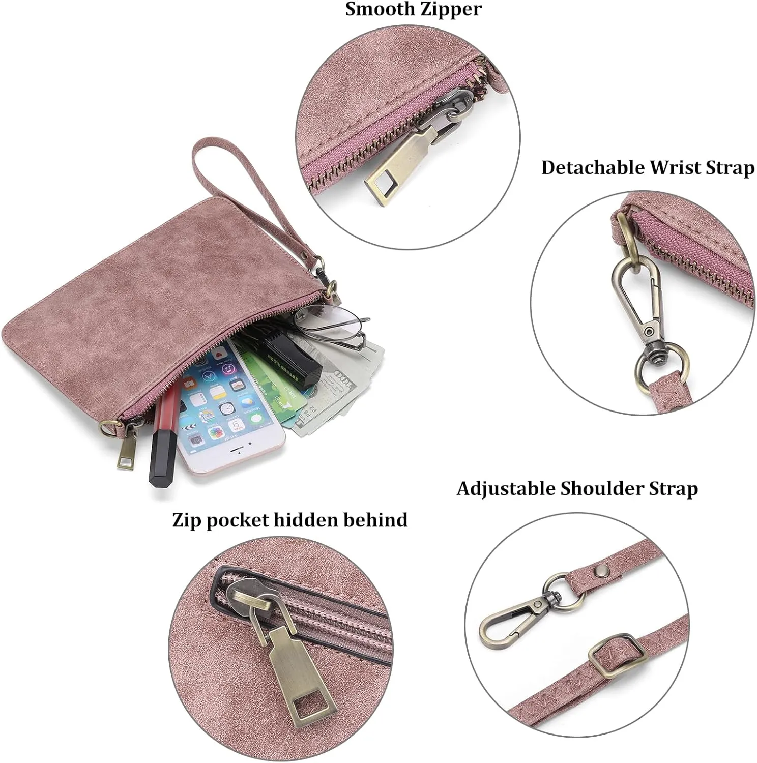 SENDEFN Leather Wristlet Clutch Small Women Crossbody Shoulder Bag Wallet Purses RIFD Card Slots