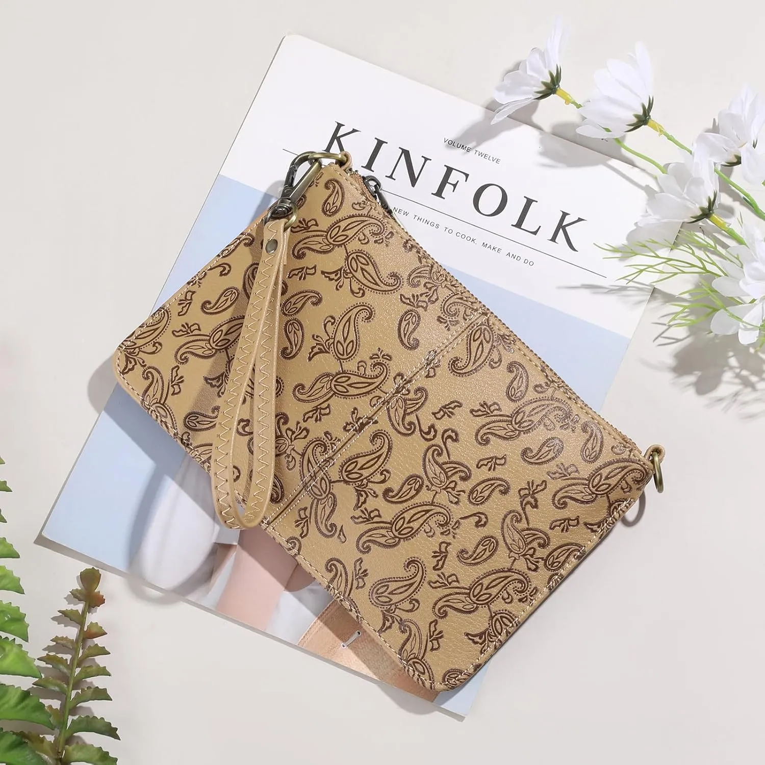 SENDEFN Leather Wristlet Clutch Small Women Crossbody Shoulder Bag Wallet Purses RIFD Card Slots