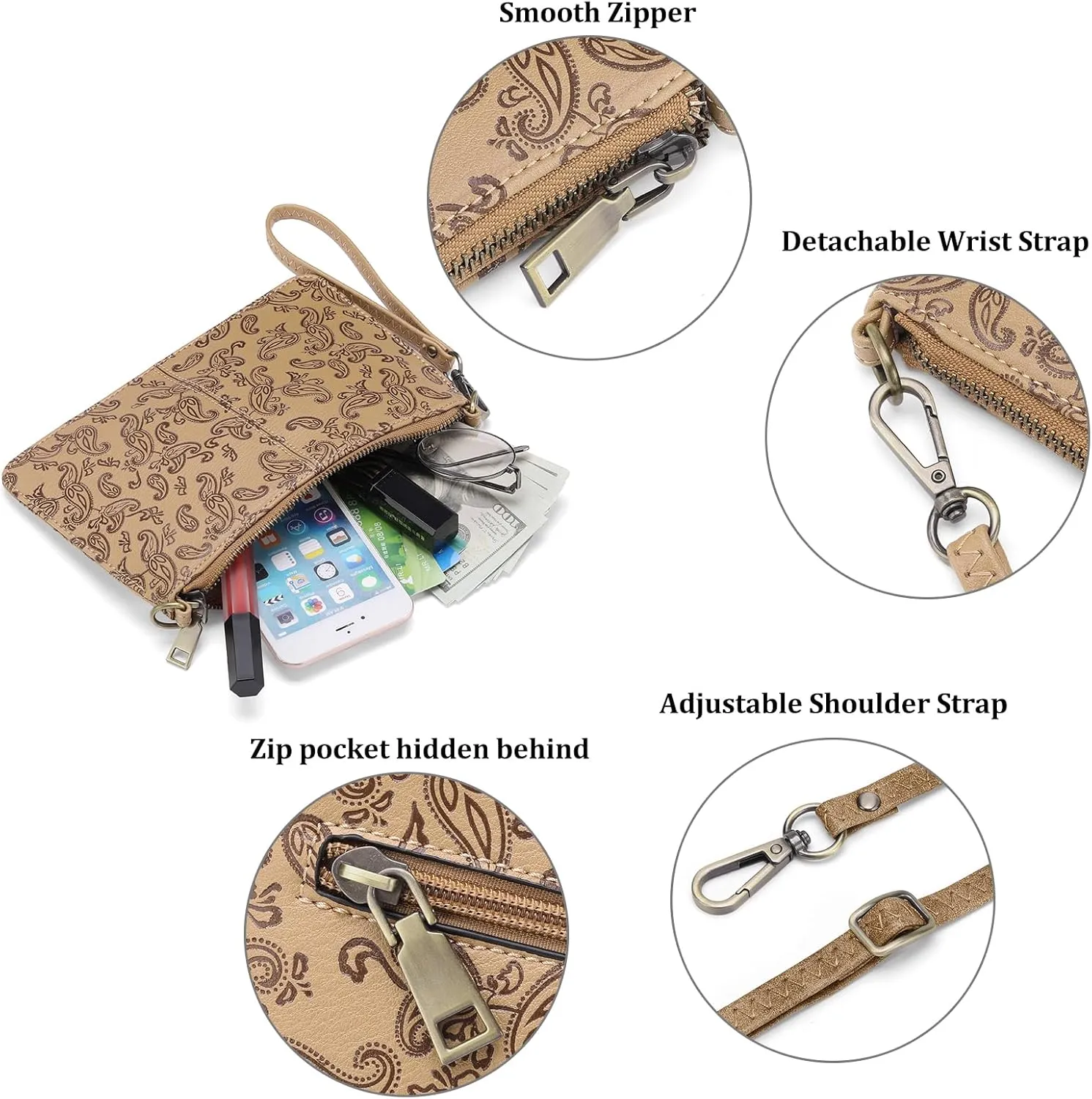 SENDEFN Leather Wristlet Clutch Small Women Crossbody Shoulder Bag Wallet Purses RIFD Card Slots