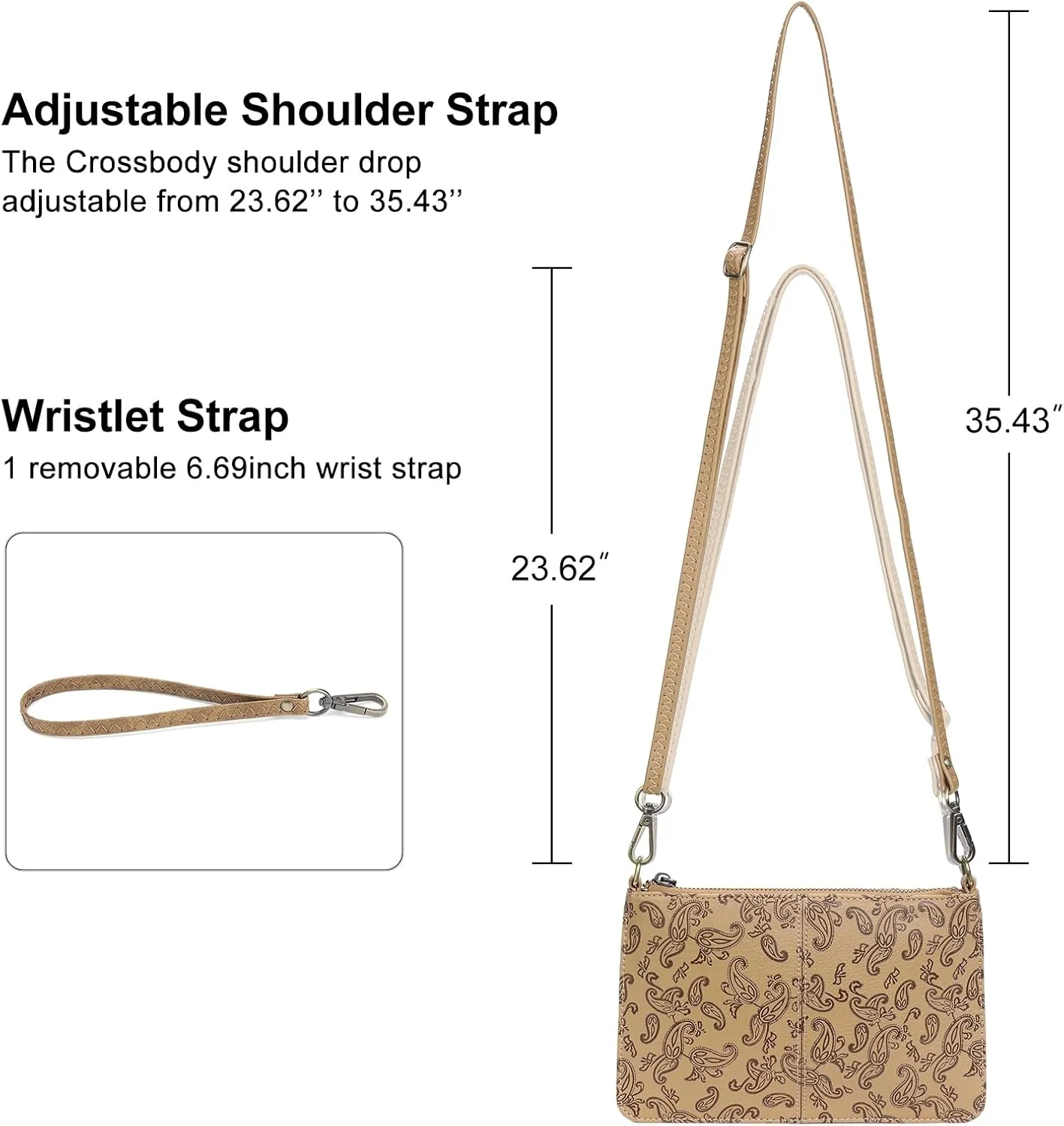 SENDEFN Leather Wristlet Clutch Small Women Crossbody Shoulder Bag Wallet Purses RIFD Card Slots