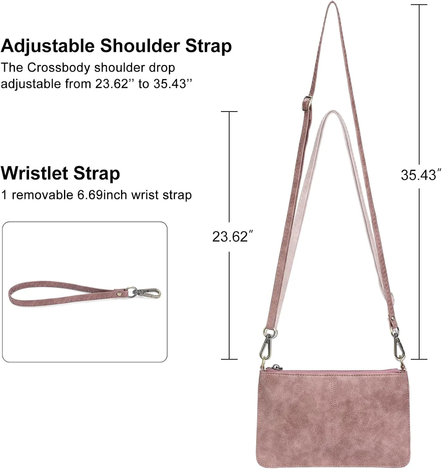 SENDEFN Leather Wristlet Clutch Small Women Crossbody Shoulder Bag Wallet Purses RIFD Card Slots
