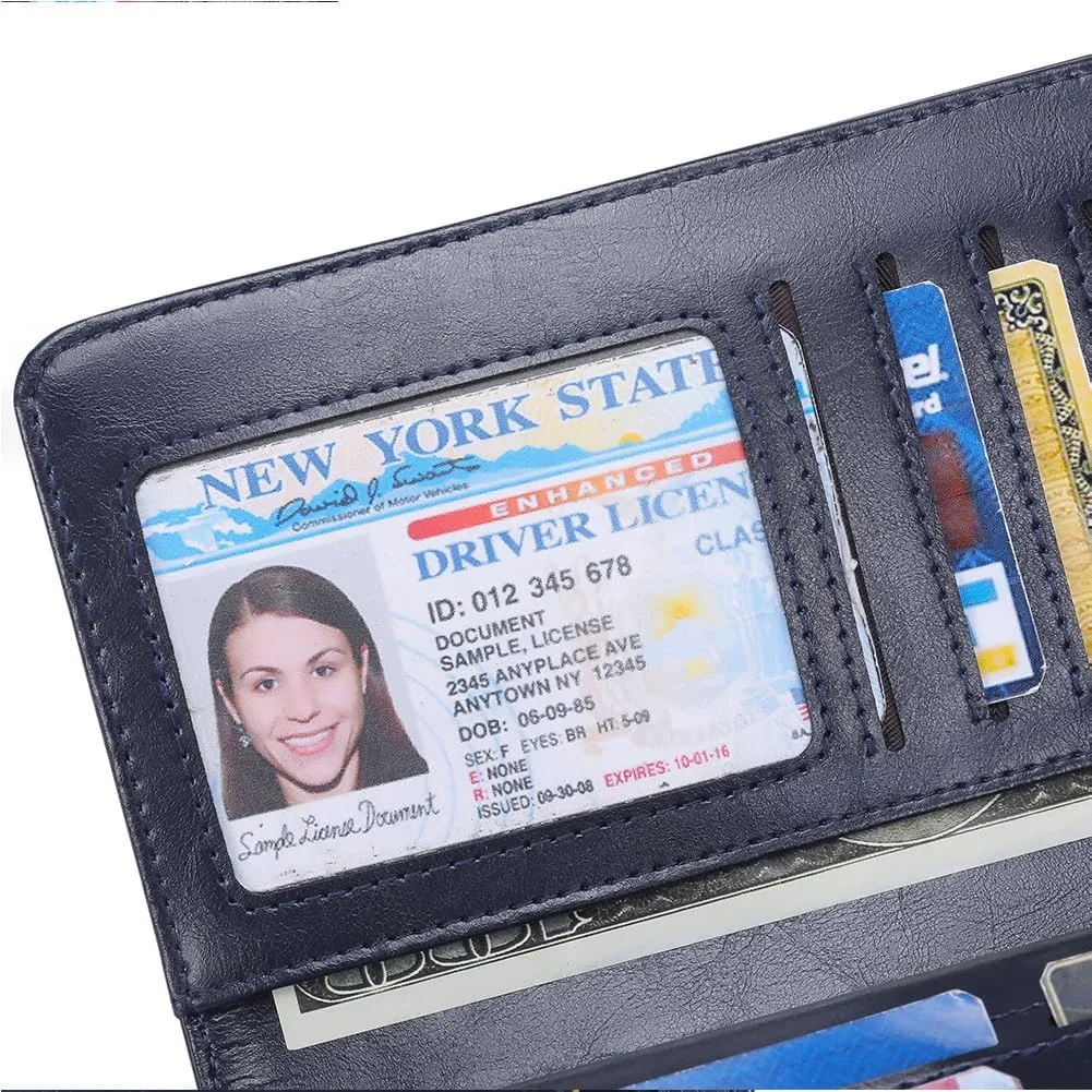 SENDEFN Wallets for Women Leather Credit Card Holder with RFID Blocking Large Capacity Wristlet