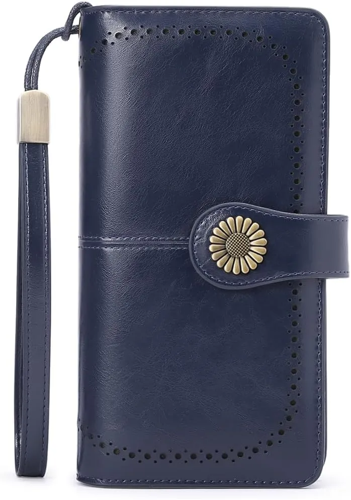SENDEFN Wallets for Women Leather Credit Card Holder with RFID Blocking Large Capacity Wristlet