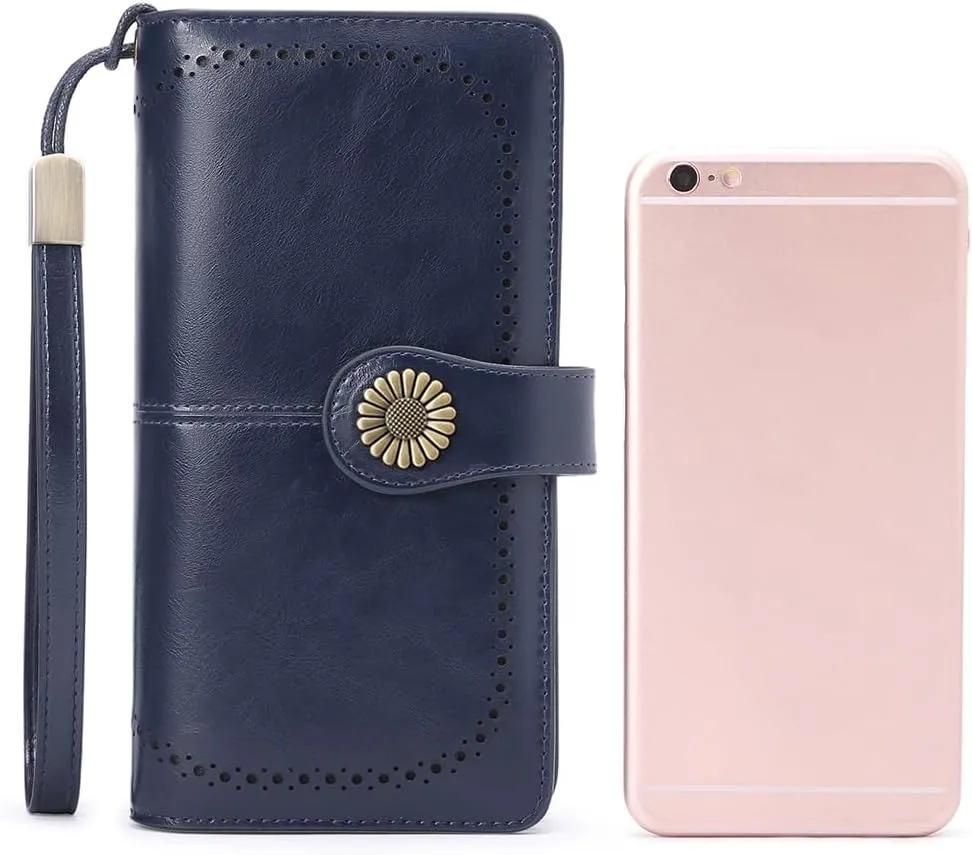 SENDEFN Wallets for Women Leather Credit Card Holder with RFID Blocking Large Capacity Wristlet