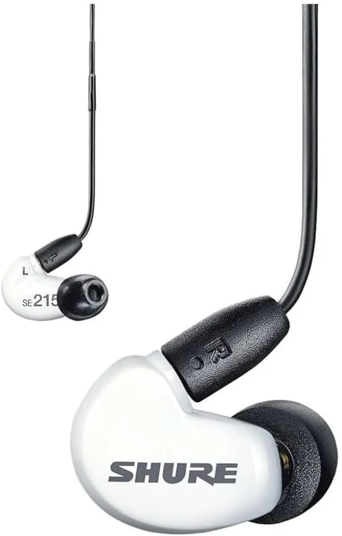 Shure AONIC 215 Wired Sound Isolating Earbuds, Clear Sound, Single Driver, Secure In-Ear Fit, Detachable Cable, Durable Quality, Compatible with Apple & Android Devices - White