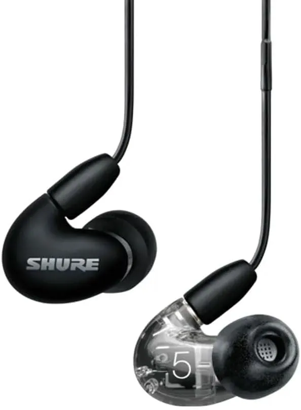 Shure AONIC 5 Wired Sound Isolating Earbuds, High Definition Sound   Natural Bass, Three Drivers, Secure in-Ear Fit, Detachable Cable, Durable Quality, Compatible with Apple & Android Devices - Black