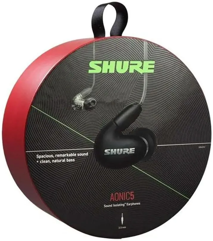 Shure AONIC 5 Wired Sound Isolating Earbuds, High Definition Sound   Natural Bass, Three Drivers, Secure in-Ear Fit, Detachable Cable, Durable Quality, Compatible with Apple & Android Devices - Black