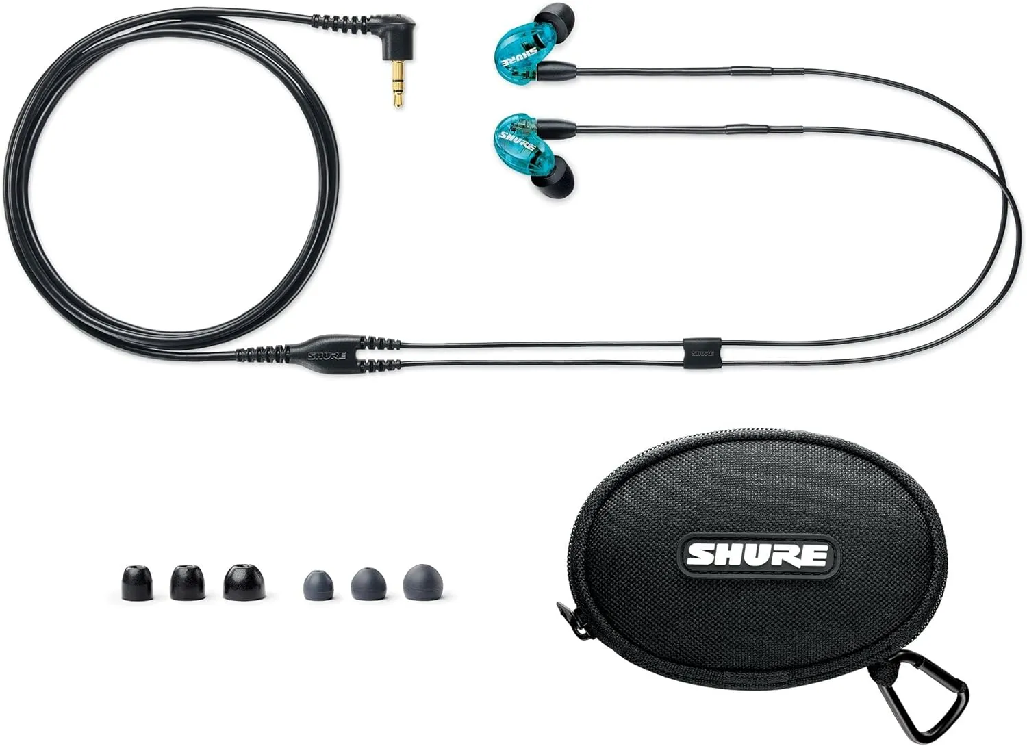 Shure SE215 PRO Wired Earbuds - Professional Sound Isolating Earphones, Clear Sound & Deep Bass, Single Dynamic MicroDriver, Secure Fit In Ear Monitor, plus Carrying Case & Fit Kit - Blue (SE215SPE)