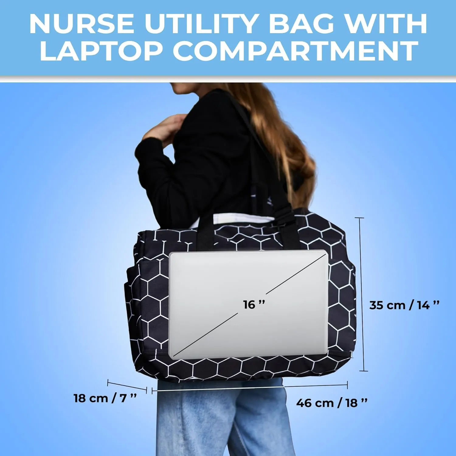 SHYLERO Nurse Bag with 21 Pockets - Big, Waterproof Medical Utility Tote for Daily Use